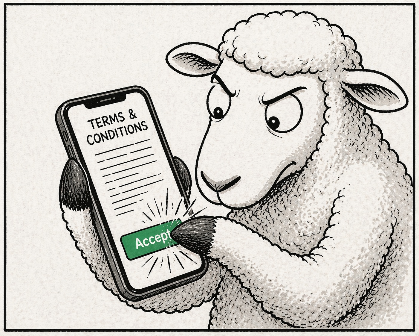 Sheep illustration for Consent by Exhaustion